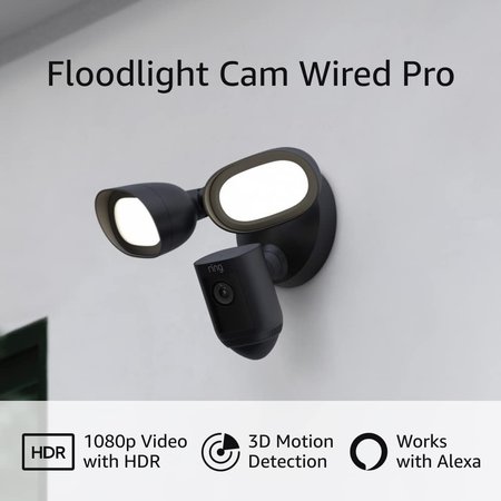 RING Floodlight Cam Wired Pro 2021 release, Black RINB08FCWQWDZ